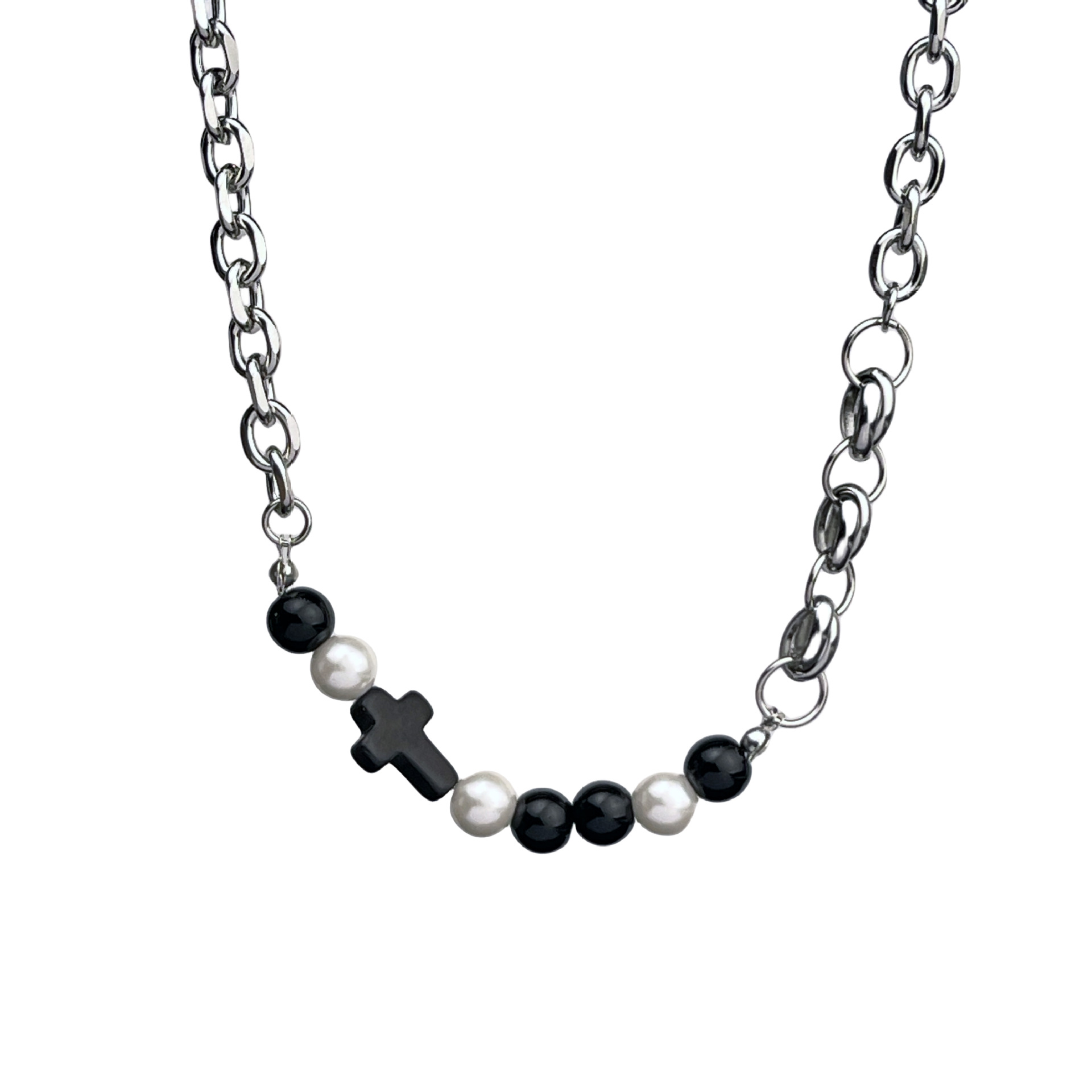 Wholesale of new hip-hop style square beaded titanium steel necklaces from Europe and America, which are niche, simple and individual Item Picture