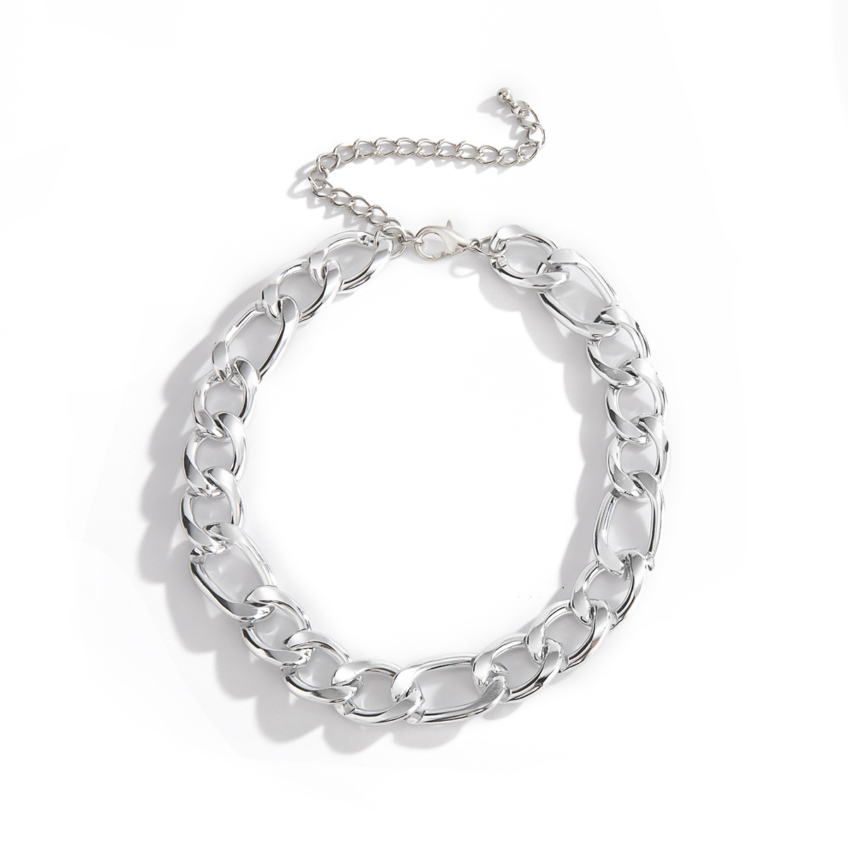 European and American creative accessories, fashionable and simple single-layer trendy women's necklaces, individual and exaggerated aluminum chain necklaces for women Specification drawing