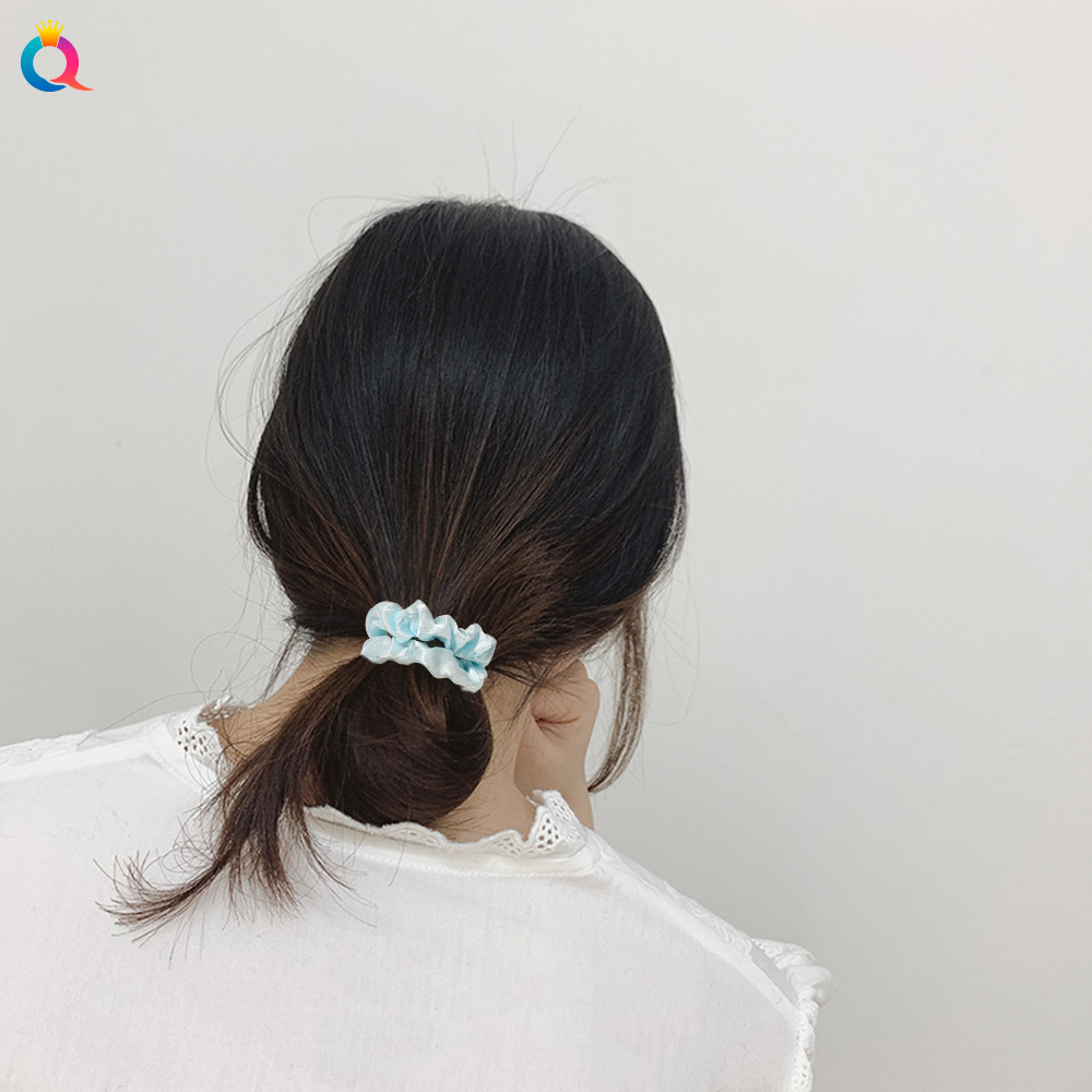 Qiyue Korean-style silk Large intestine Hair Band, fresh and solid color, fine hair rope color, Ding Tie ponytail bun hair band for women wholesale Specification drawing