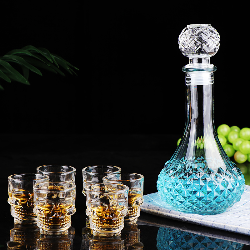 Wholesale of 50ml skull glass wine glasses, 500ml medium long-neck European-style glass wine and red wine empty bottle sets from the manufacturer details Picture