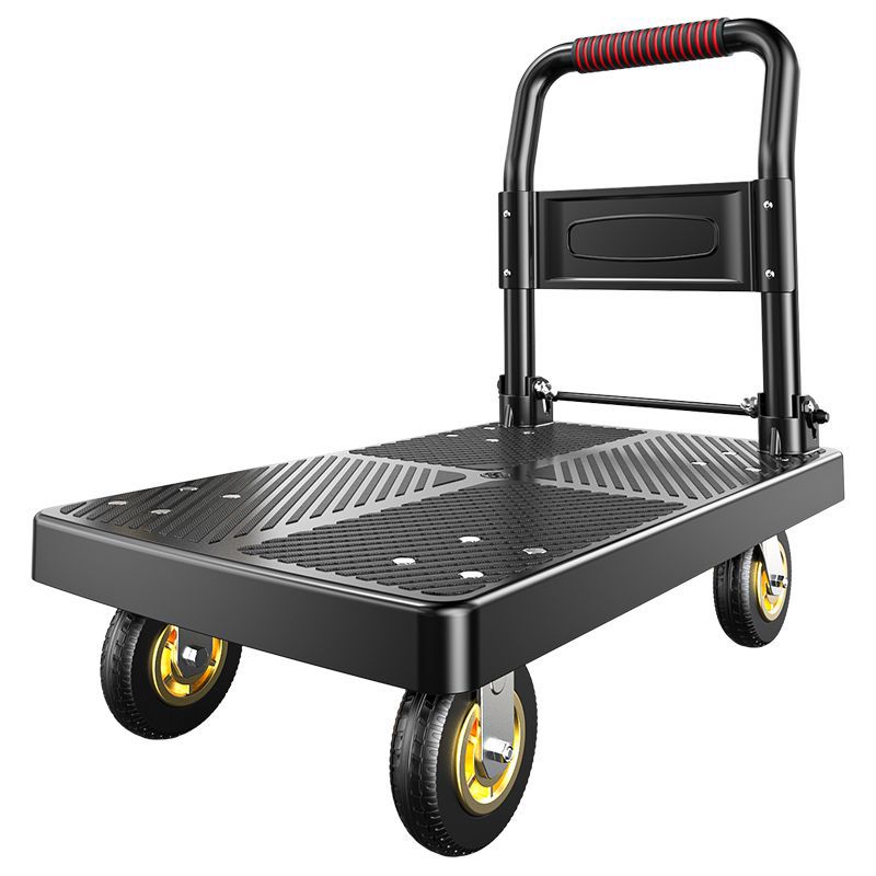 Folding trolley, small trolley, warehouse trailer, portable four-wheel silent shopping trolley, flatbed trolley for transportation Application Scenario