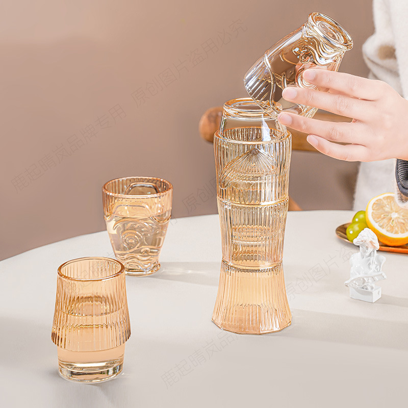 Creative glass cups, koi stacked cups, golden set cups, carp cups, household water cup sets, bank and insurance gift cups details Picture