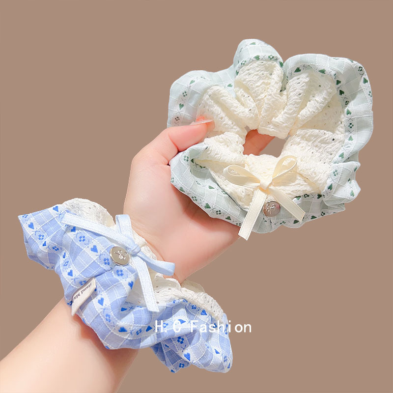 College Style Spring/Summer Large Intestine Hair Band 2025 New Style Hair tie, hair flower, bow, forest-themed high-end hair tie, women's hair accessory Specification drawing
