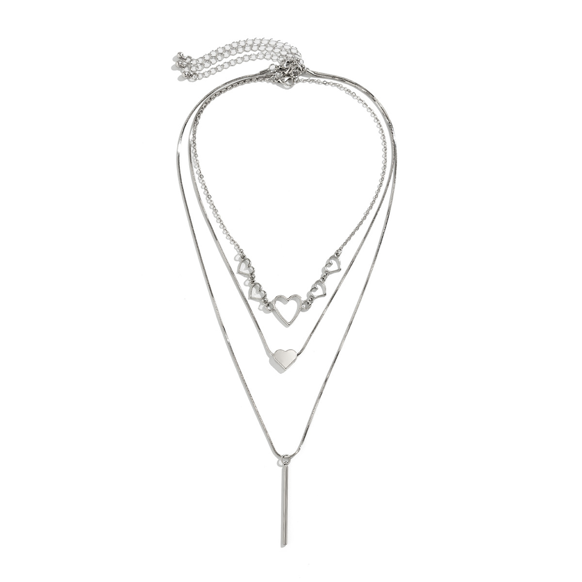 European and American simple plain circle smooth surface individual round tube necklace, versatile and layered metal style snake bone chain necklace accessory Item Picture
