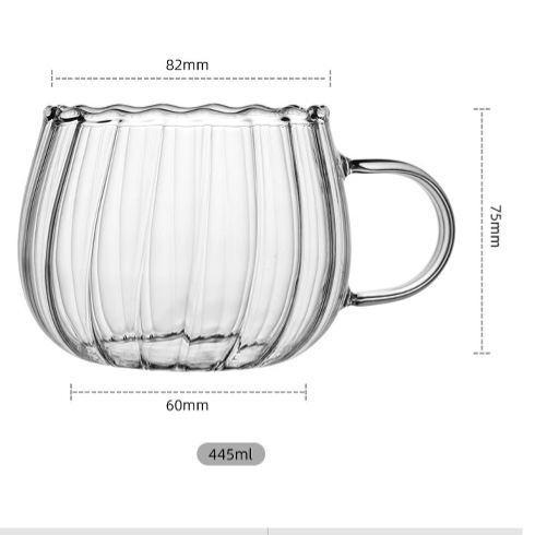 Vertical petal glass cup with handle, home milk oat flower tea cup, office tea and coffee drinking cup Application Scenario