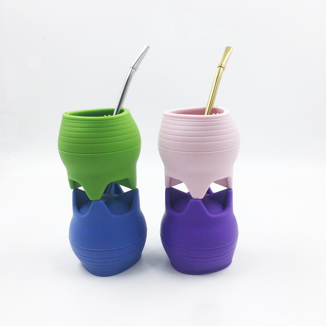 Export Argentina silicone yerba mate cup tea sets, special tea cups, South American yerba mate tea special wholesale coffee water cups full figure