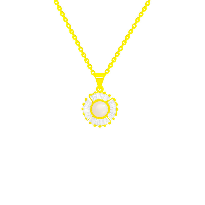 A new exquisite Korean necklace, light luxury, niche and versatile titanium steel collarbone chain, super dazzling petal zircon necklace for women Item Picture
