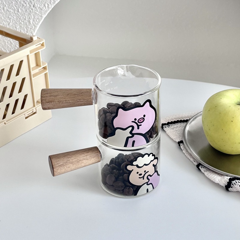 Homemade coffee equipment accessories: coffee cup, extract cup, milk cup with handle, graduated coffee cup, girlish heart full figure