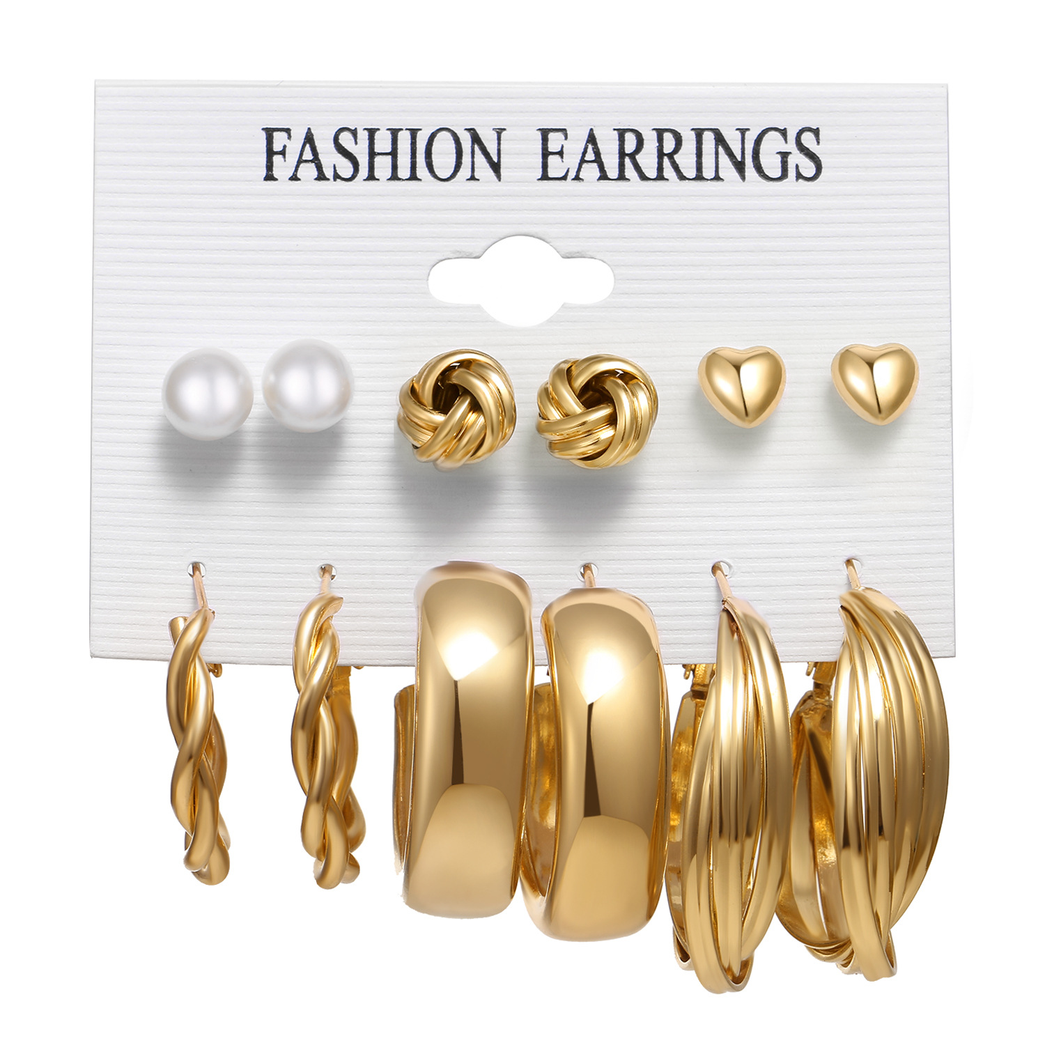 Amazon Cross-border New French retro earring set, 6-piece butterfly leopard print circle pearl stud set for women Application Scenario