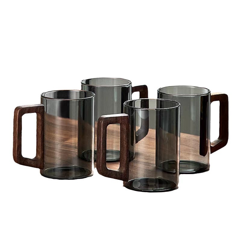 Wholesale household pineapple cups, high-appearance-level glass cups with handles and hammer patterns, thickened high borosilicate juice cups, transparent flower tea cups Item Picture