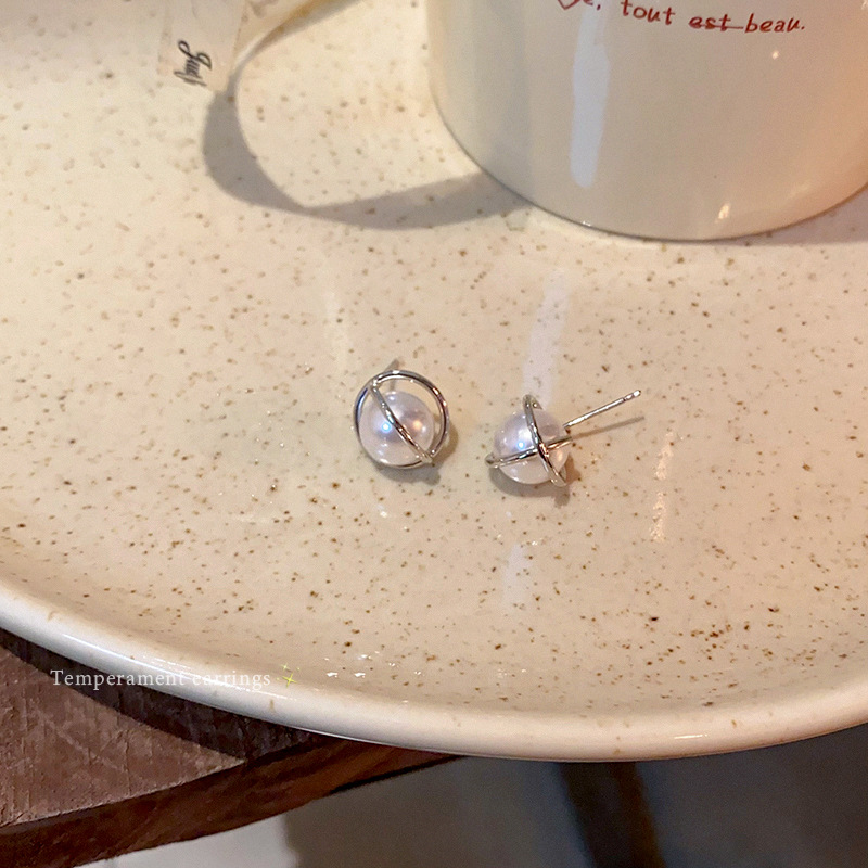 925 Silver Needle Planet Stud Earrings for Women, Silver line winding earrings, French retro, trendy and trendy, niche earrings Specification drawing
