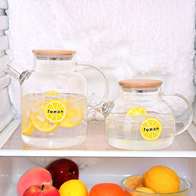 High-appearance-level cooling water bottle, glass high-temperature resistant and anti-explosion cold water bottle, household high borosilicate water bottle, large-capacity brewing teapot details Picture