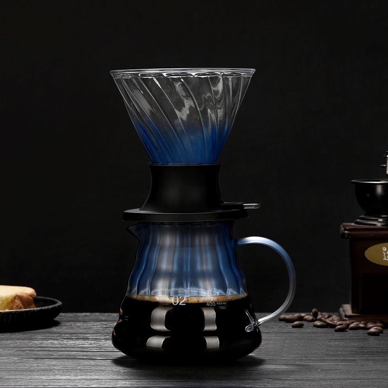Filtering Smart Cup Coffee hand-brewed pot, home high borosilicate glass sharing pot, coffee extraction cloud pot set details Picture