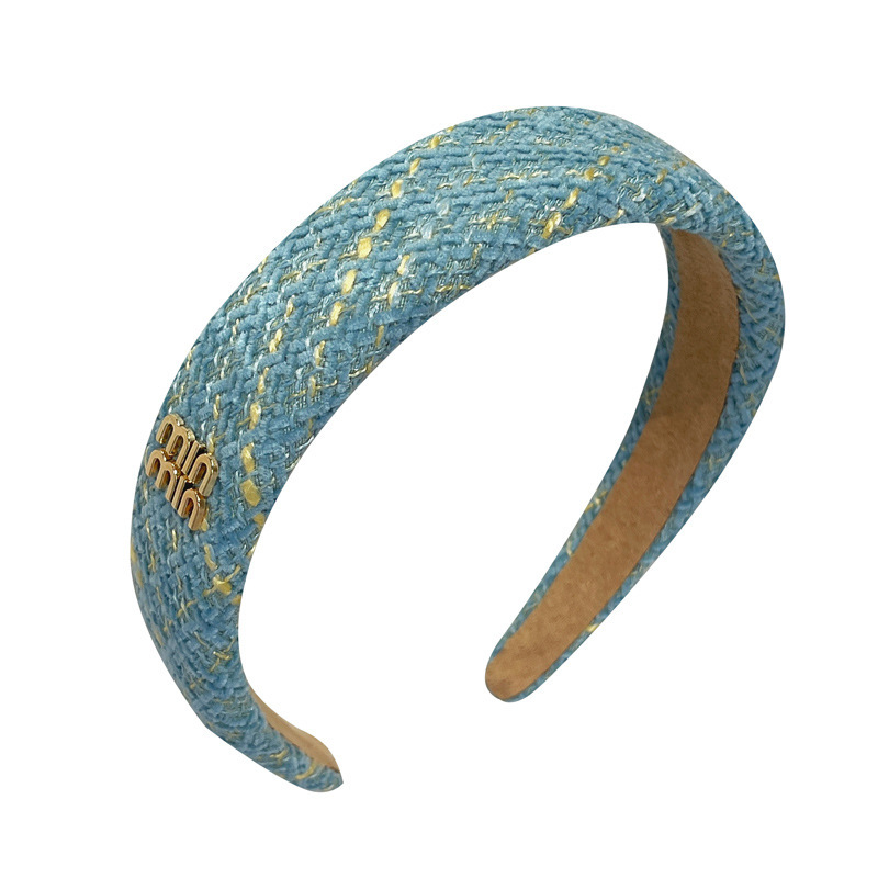 2025 New blue chanel-style hair band for women, anti-slip hairpin for the top of the head, face-washing and hair-pressing headband, hair tie and headwear Item Picture