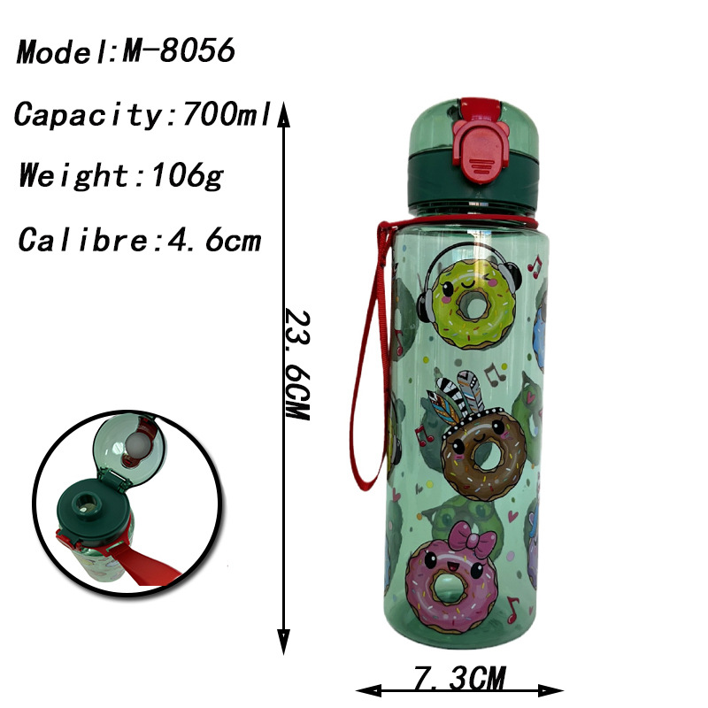 New children's water cup, doughnut water cup, hand-held portable cup, transparent and convenient plastic cup, pop-up lid, cross-border e-commerce Application Scenario
