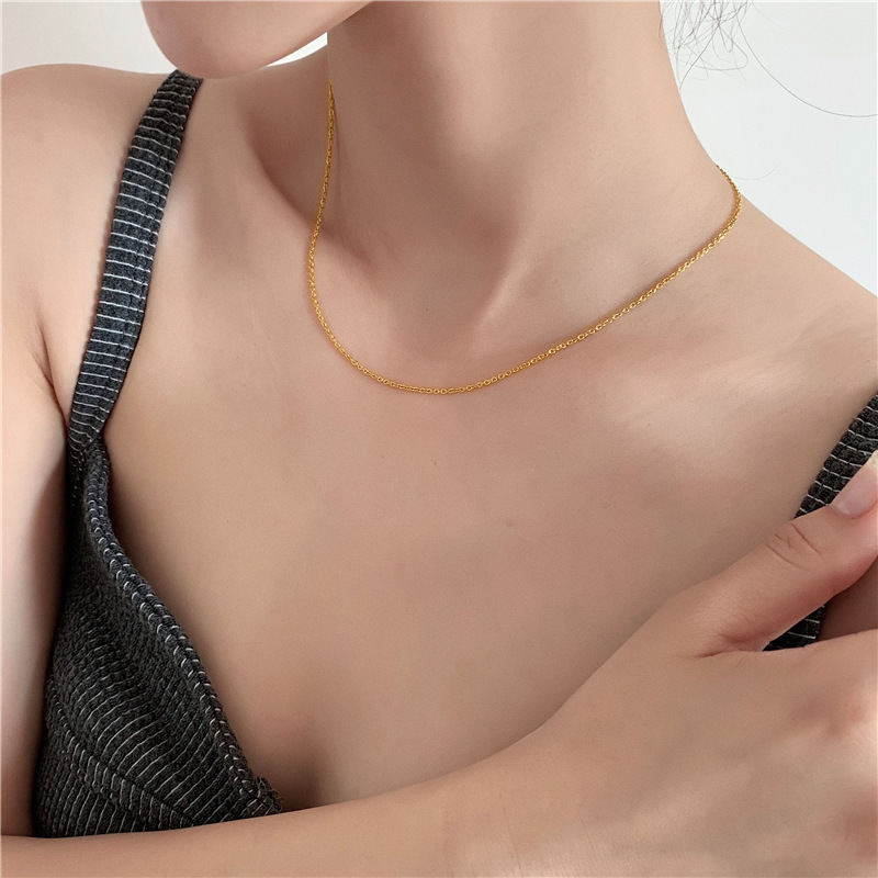 Golden versatile plain chain, shiny, thin and simple necklace, collarbone chain, 2023 new ins trend, can be hung as a pendant Specification drawing