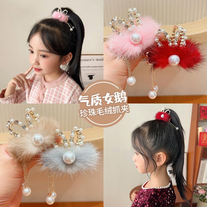 New autumn and winter mink, rabbit ear, tassel hair clips, cute and elegant girl, hairball, shark clip hair accessories full figure