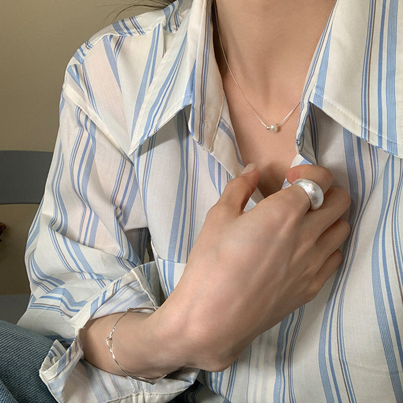Minimalist pearl necklace for women, 2023 new style, popular on Instagram, with a niche design sense collarbone chain, elegant and versatile Specification drawing