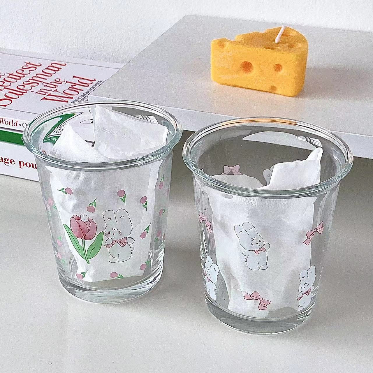 Bolimei cartoon glass cup, coffee cold brew cup, ladies' breakfast cup, tulip glass water cup, milk cup full figure