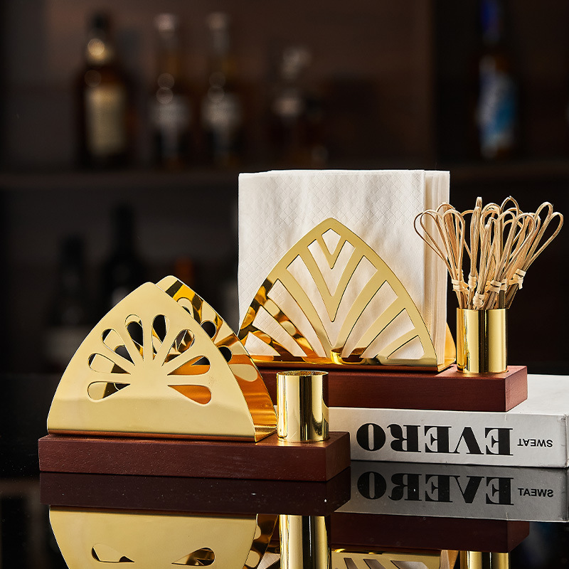 Napkin holder, stainless steel tissue holder, restaurant coffee and Western restaurant paper pressing holder, creative table towel holder, tissue holder Specification drawing