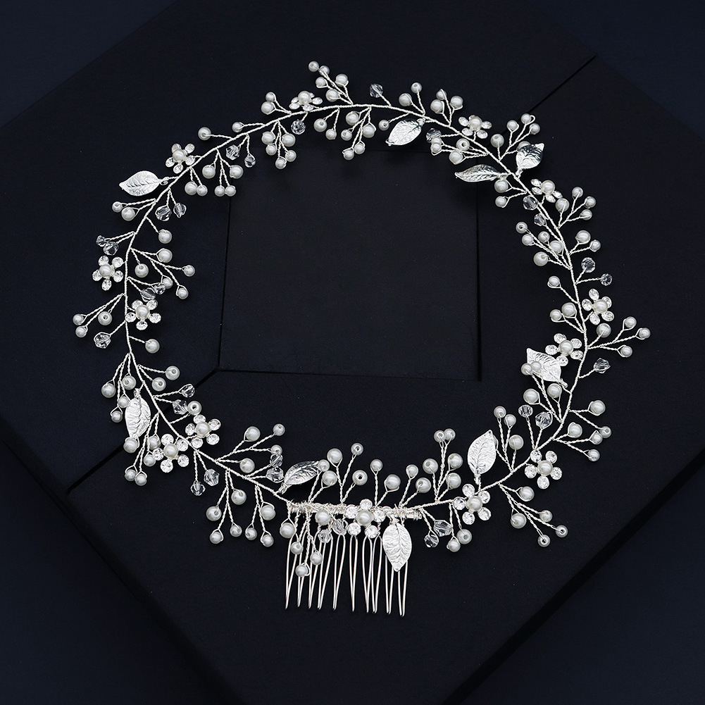 Korean high-end and elegant handcrafted hair band, round headband, fairy-like bride headwear, crystal pearl shaped updo accessory full figure