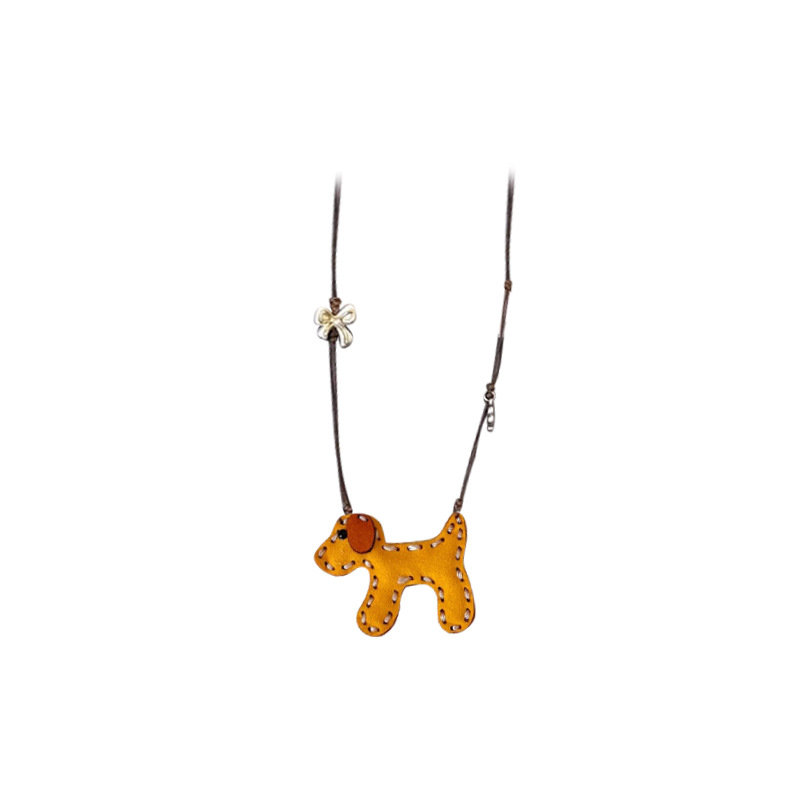 Handmade new puppy and bear woven rope necklace, cartoon girl autumn and winter sweatshirt chain, niche design, long accessory Item Picture