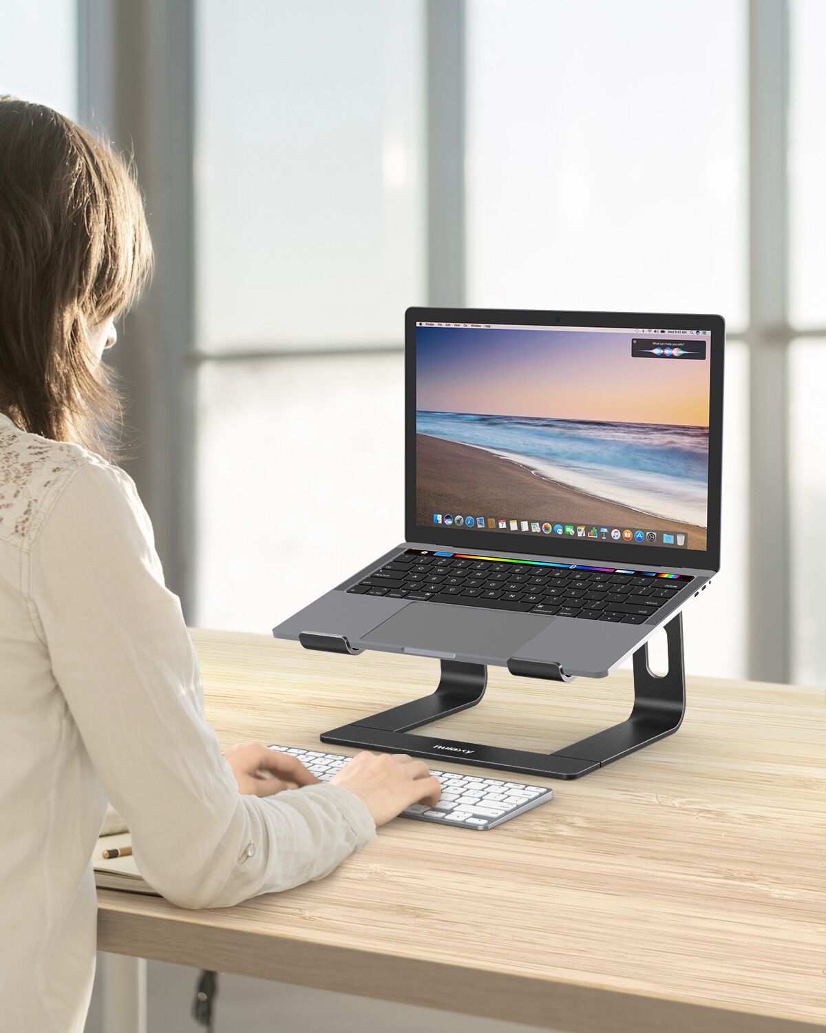 Computer stand, laptop stand, aluminum alloy support frame, folding portable heat dissipation stand, desktop height-increasing stand Specification drawing
