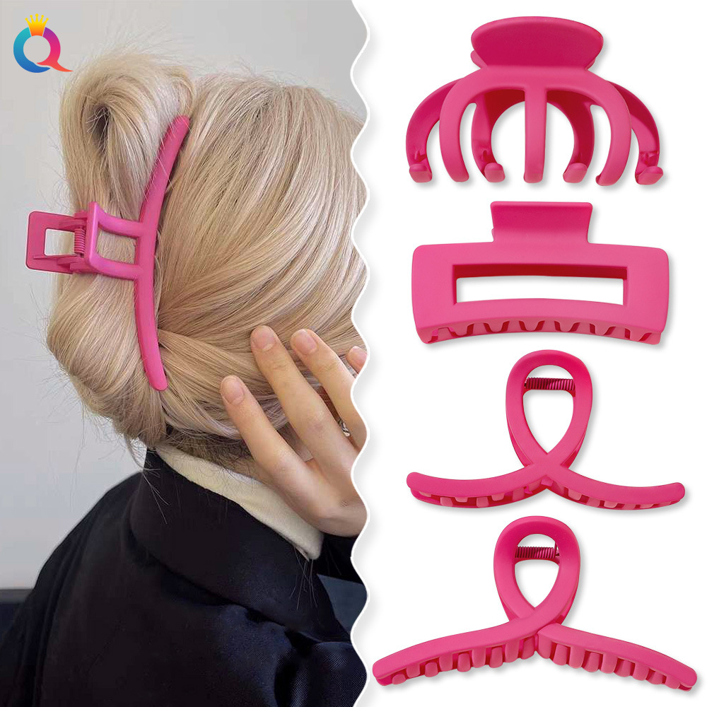 Wholesale of Qiyue large hair clips, shark clips, Korean rose red series hair clips, curls, matte hair clips, hair clips and hair accessories details Picture
