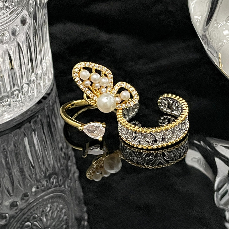 New Chinese-style national trend butterfly pearl open ring for women, cross-border sweet and cool, hollowed-out, elegant, niche and high-end ring Application Scenario