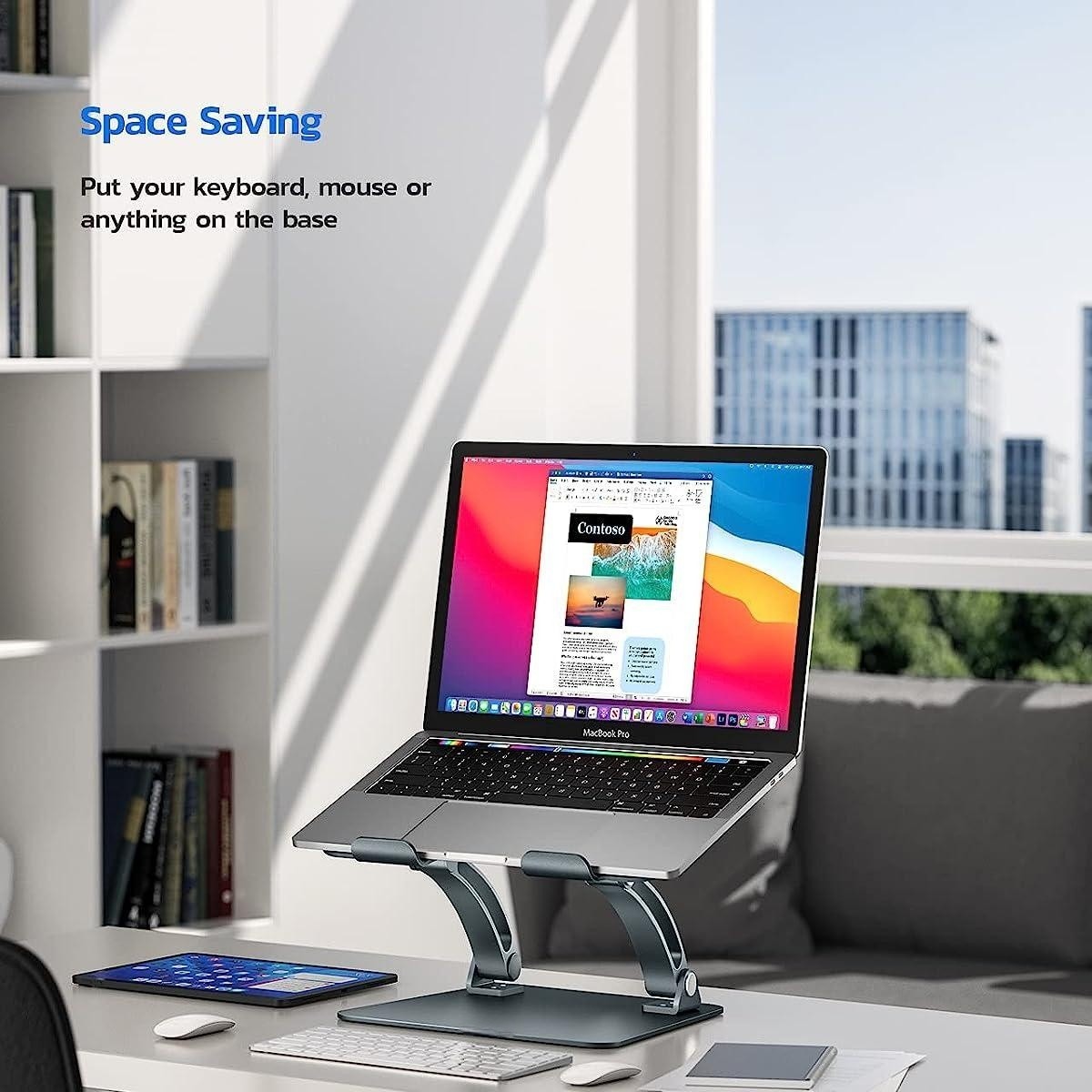 Factory sales notebook computer stand, desktop rotatable height-increasing heat dissipation stand, portable height-adjustable suspended computer stand Specification drawing