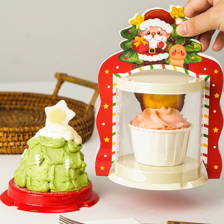 Christmas cartoon cupcake decorated mini birthday cake box 2-inch round Children's Day cake packaging box Application Scenario