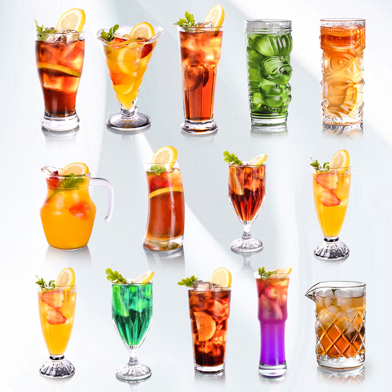 Glass cups, beverage cups, creative cold drinks, milk tea cups, popular bars, KTVS, large beverage cups, smoothies, milkshakes, juice cups Specification drawing