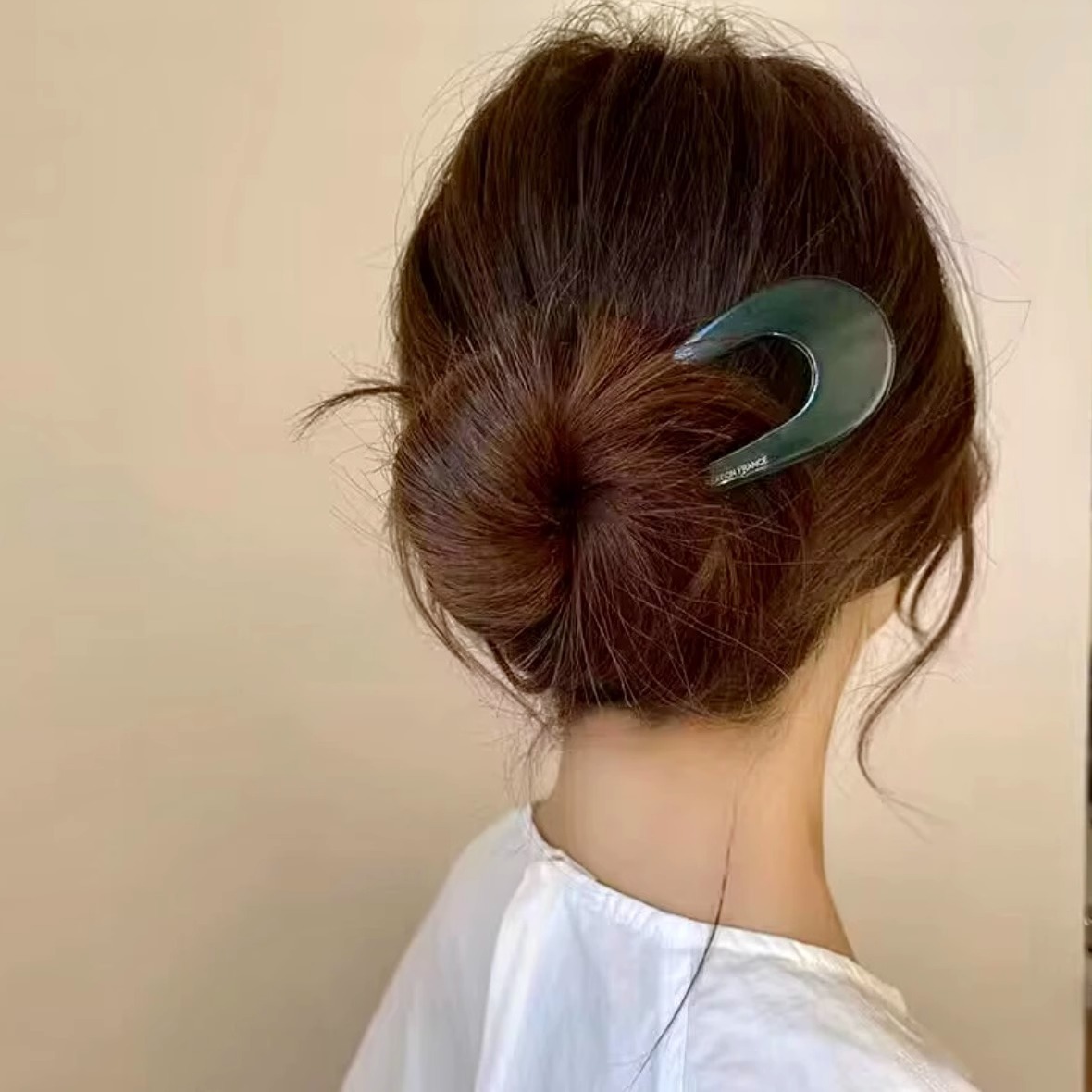 U-shaped acetate hairpin, a high-end feminine bun hairpin, simple and modern hairpin headwear, versatile ins hairpin Specification drawing