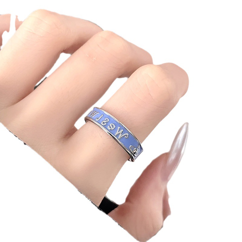 A simple, fashionable, niche and individual stacked index finger ring with the letter Saturn ring of the Western Queen Oil Dripping Star Item Picture