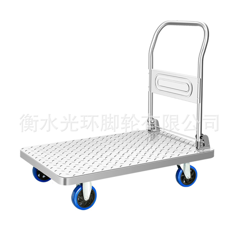 Steel plate cart, silent flatbed cart, small trolley, foldable small trailer, logistics truck, portable heavy-duty handcart Item Picture
