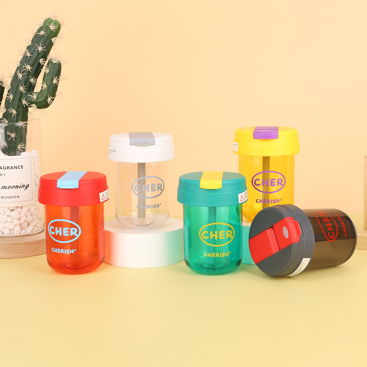 Summer new plastic cups with high appearance level, solid-color tonnage cups, creative mini pocket cups, outdoor portable double-drinking cups Specification drawing