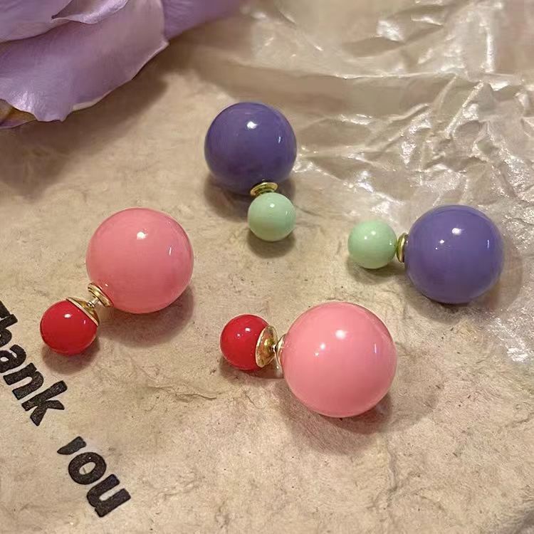Pink bubble Korean niche design, cute and playful stud earrings, new sweet earrings for women details Picture