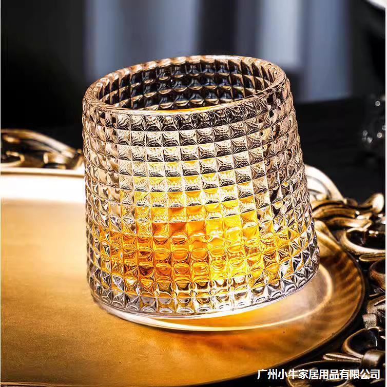Creative unbreakable glass cups, bar and KTV rotating cups, diamond tree pattern whisky cups, wholesale with LOGO printing Application Scenario