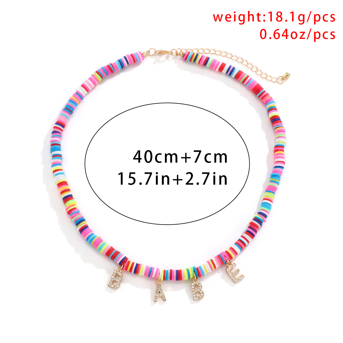 Retro ethnic style soft clay rice bead flower necklace, European and American cross-border jewelry, fashionable diamond-encrusted letter pearl necklace Item Picture