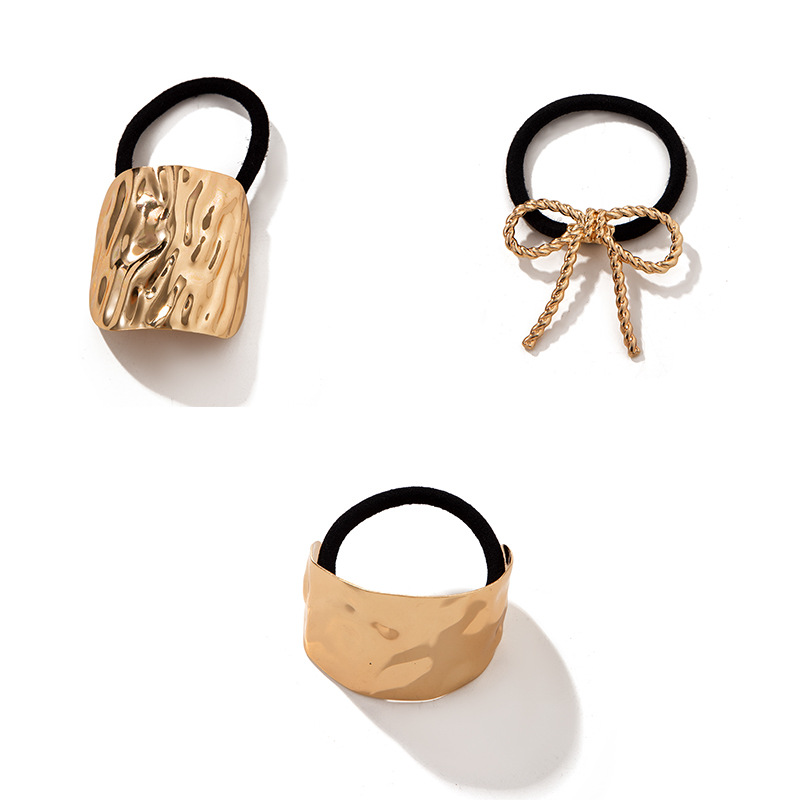 Amazon's best-selling hair accessories for Europe and America, cross-border braided hair, metal headwear, bow, hammer pattern, ponytail and hair tie combination Item Picture