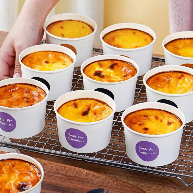 Popular taro paste baked milk cup, durable paper bowl 85pf ice cream dessert packaging box, puff pastry large cream puff packaging box details Picture