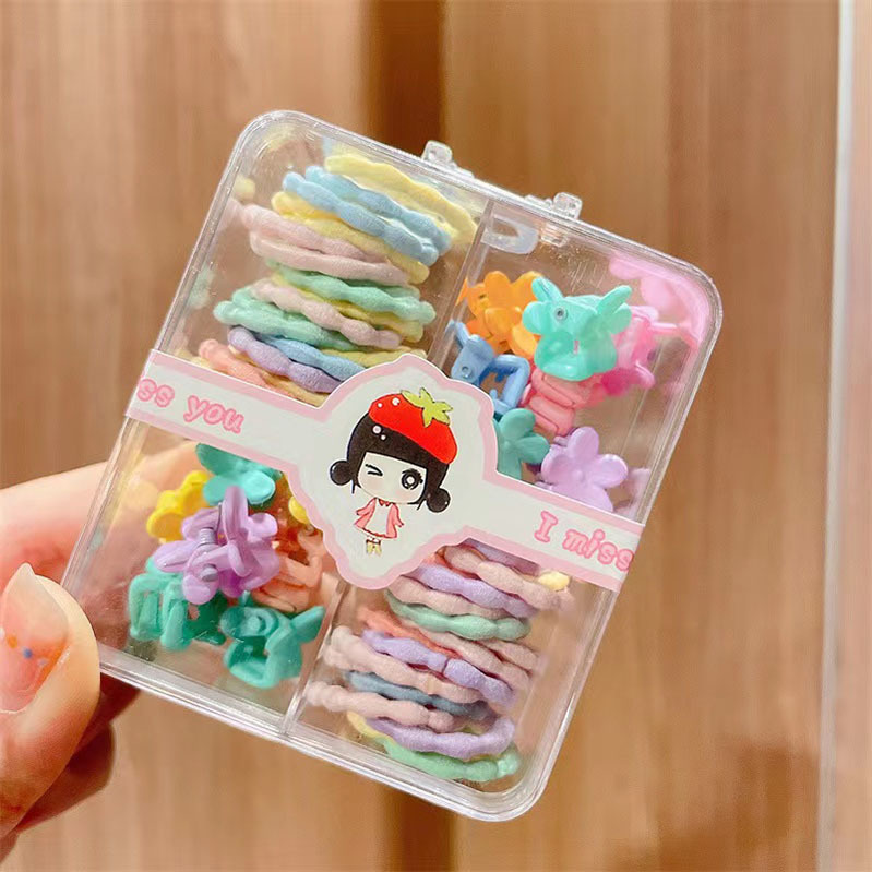 New cartoon children's headwear, seamless hair tie, towel ring 6-piece set, princess hair band, hair clip and hair accessory Specification drawing