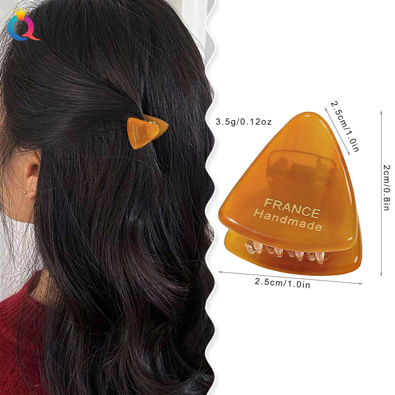 Qiyue Cross-border Gold Label Mini Triangular Clip, side bangs hair clipper, simple top clip hair accessory wholesale details Picture