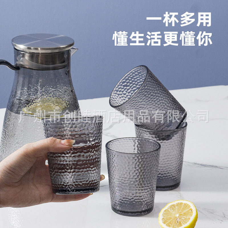 Cold water kettle, household plastic, restaurant and bar, hammer-patterned beverage and juice kettle, PC acrylic high-temperature resistant tie kettle Specification drawing