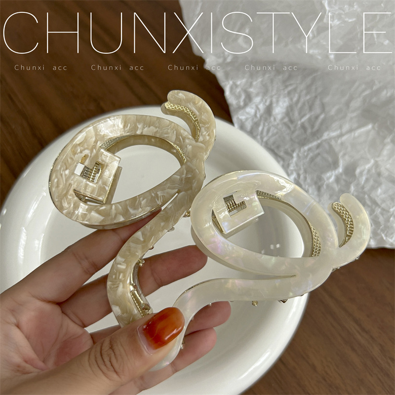 High-end acetate metal hair clips, women's fashionable back head updo hair grabber, large shark clip, hair clip clip headwear Specification drawing