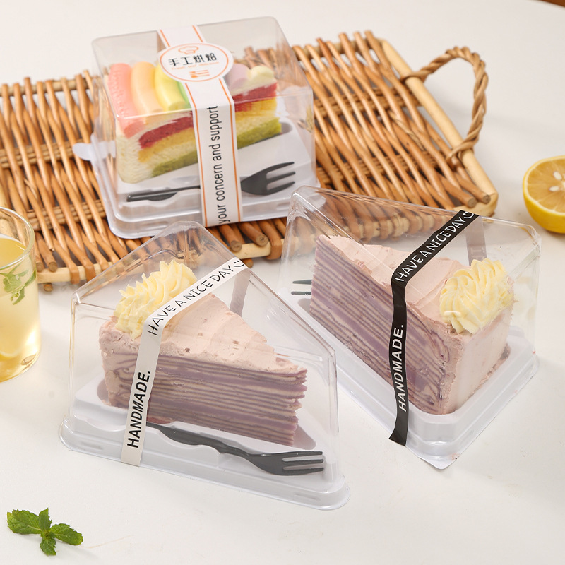 Japanese-style triangular cake box, 8-inch cut and packed box, mille-feuille mousse cut box, disposable baking packaging box Specification drawing