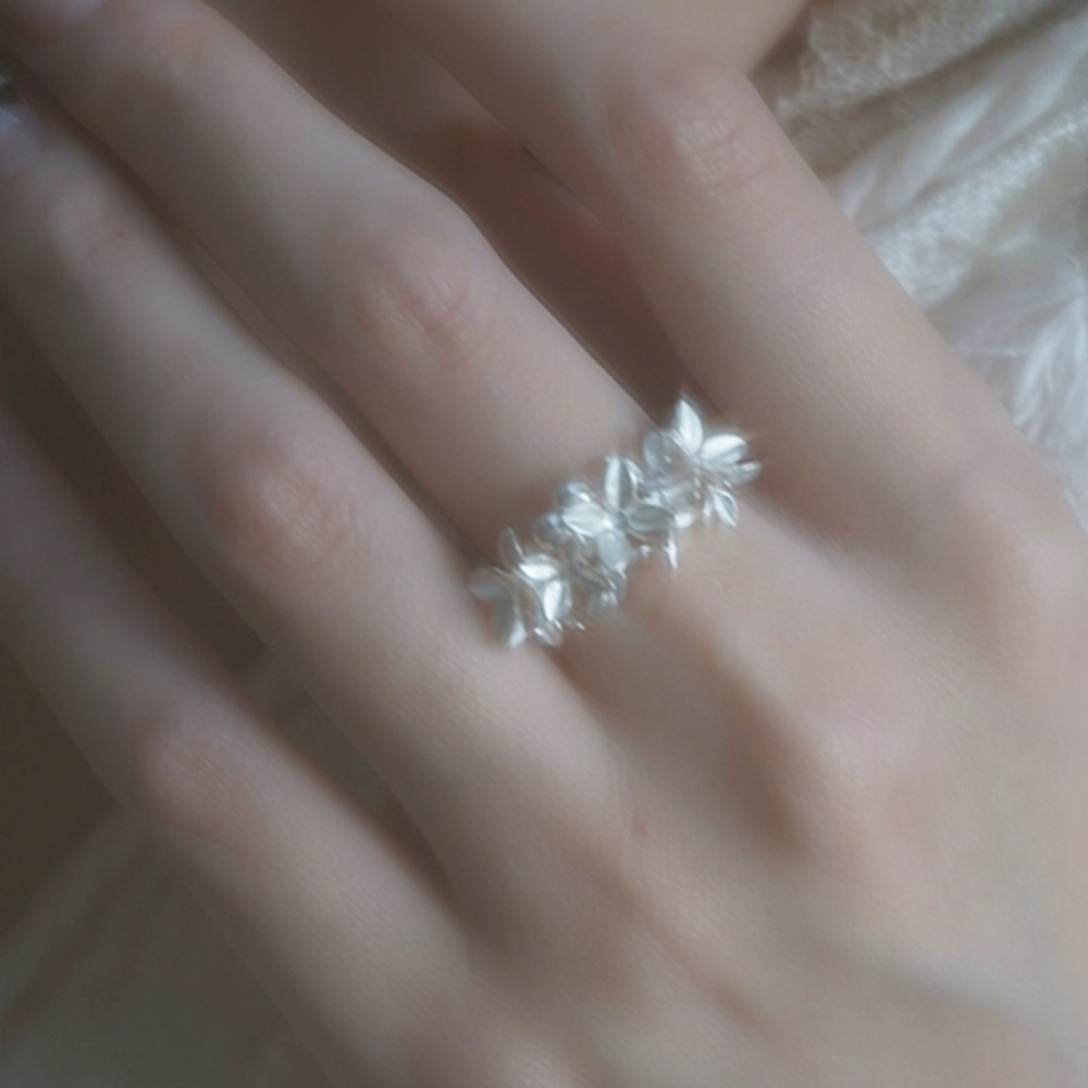 New Chinese-style floral ring for women, 925 sterling silver, high-end, niche design, open ring, exquisite and light luxury index finger ring Specification drawing