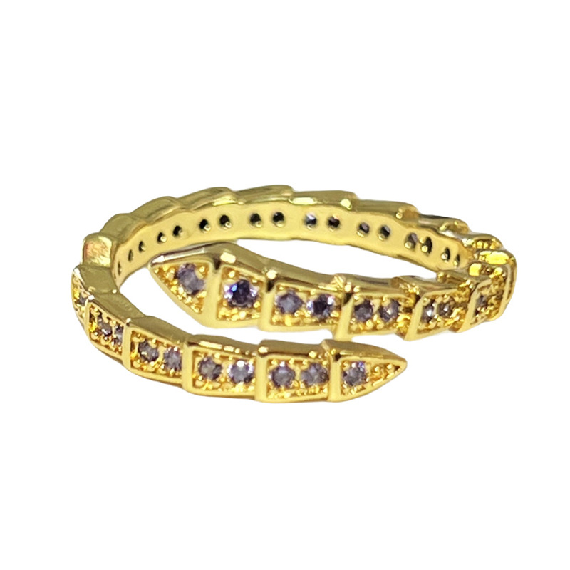 New sweet and cool Star Purple diamond Nine Purple Fire Escape ring for the Year of the Snake, adjustable snake-shaped light luxury high-end index ring for women Item Picture