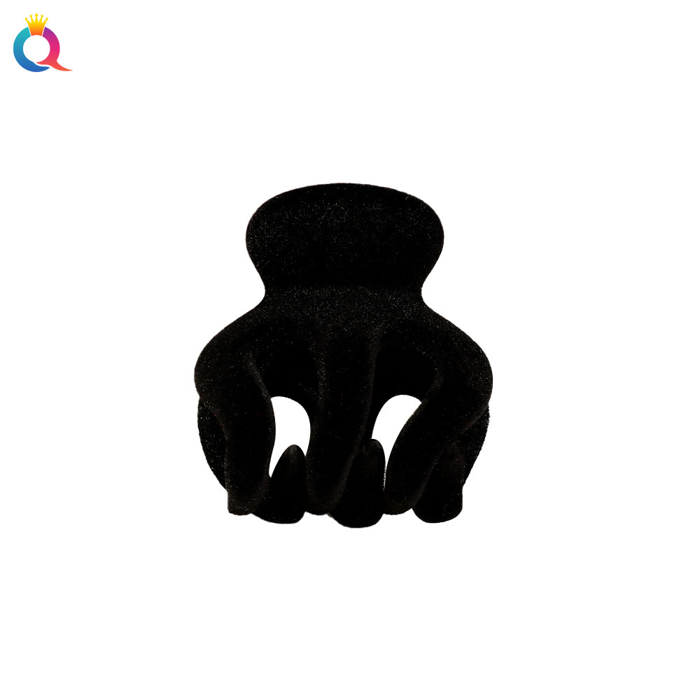 Qiyue Cross-border flocking pumpkin hair clips, High ponytail grab clips, side clips, high-end top clips, hair accessories wholesale Item Picture