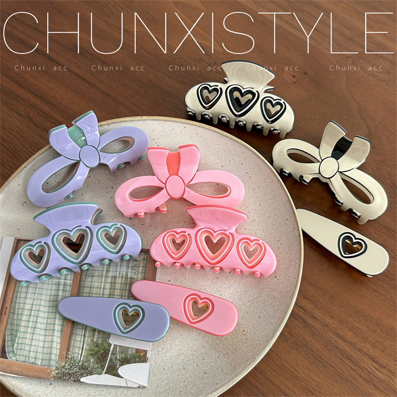 jennie's same style Barbie bow gripper, 2024 new semi-tied hair clip, a high-end shark clip at the back of the female head Specification drawing